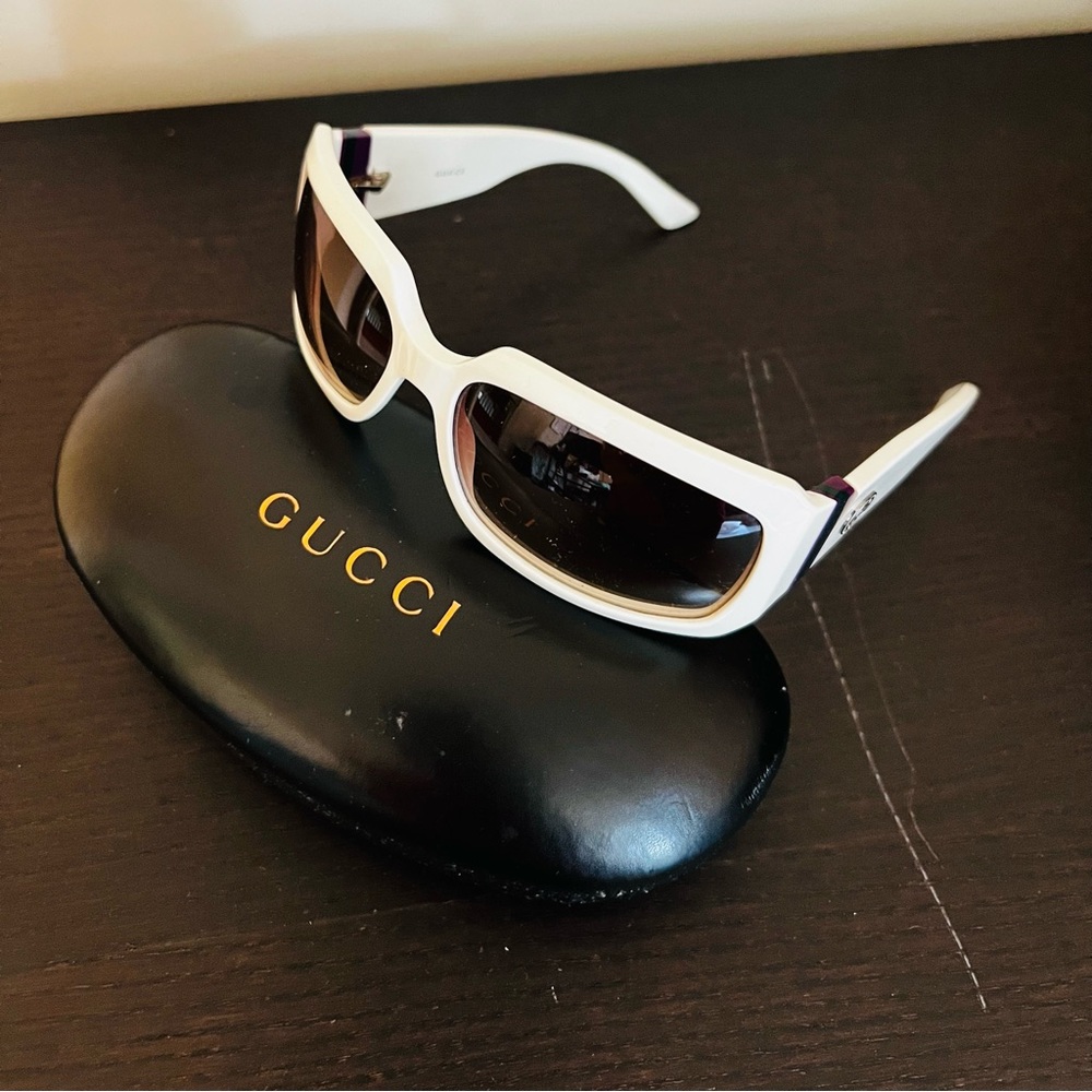 Gucci Sunglasses (White with Purple/Black Accent)